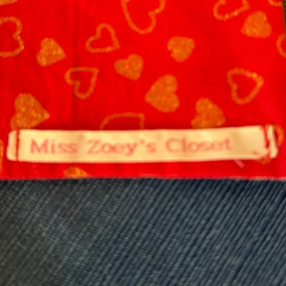 Dog Dress Small Red Navy Heart Print‎ Rosette Handmade Formal Miss Zoey's Closet